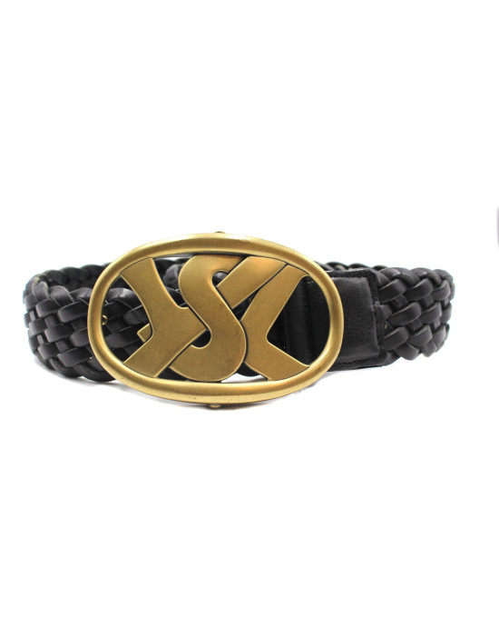 Saint Laurent Cintura Pelle Intrecciata
