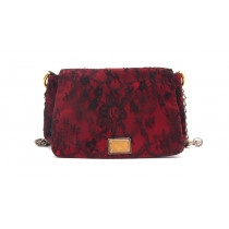 Dolce & Gabbana Shopping Pelle Rossa Pizzo Nero