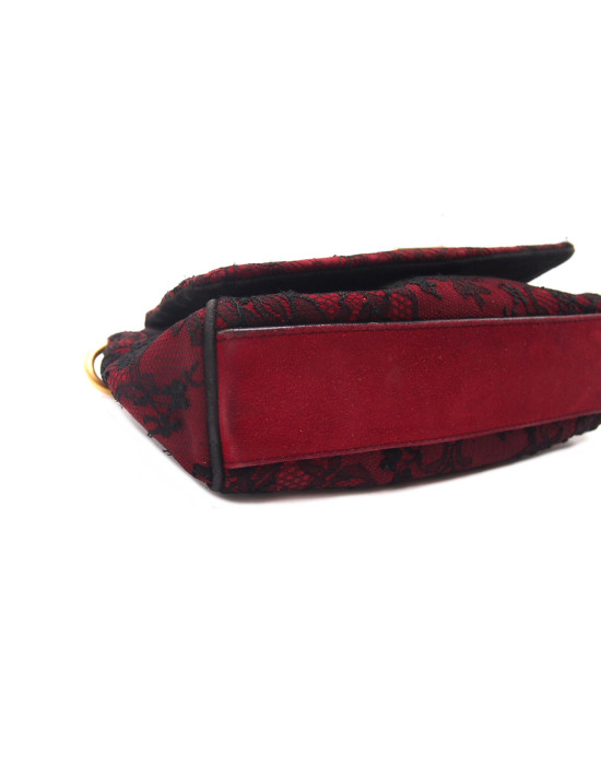 Dolce & Gabbana Shopping Pelle Rossa Pizzo Nero