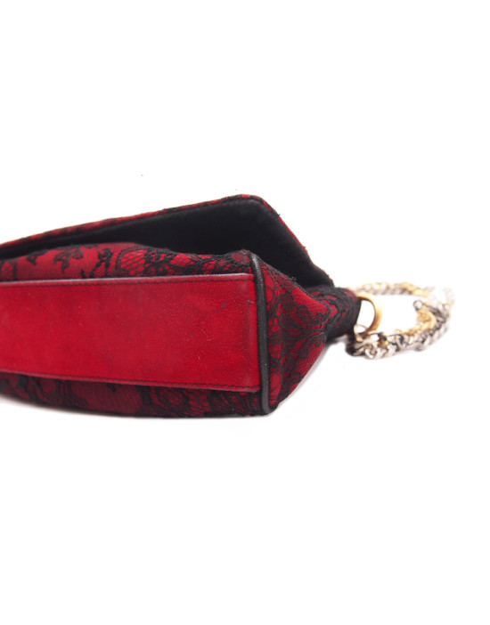 Dolce & Gabbana Shopping Pelle Rossa Pizzo Nero