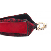 Dolce & Gabbana Shopping Pelle Rossa Pizzo Nero