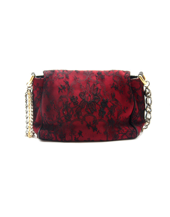 Dolce & Gabbana Shopping Pelle Rossa Pizzo Nero