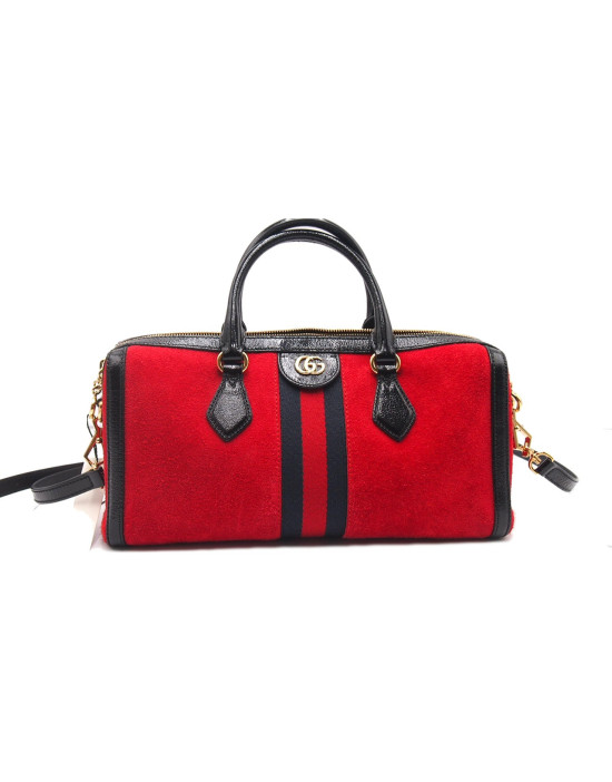 Gucci Ophidia Bauletto Pelle Scamosciata Rossa