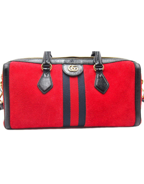 Gucci Ophidia Bauletto Pelle Scamosciata Rossa