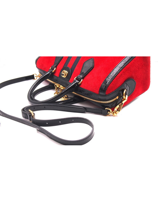 Gucci Ophidia Bauletto Pelle Scamosciata Rossa