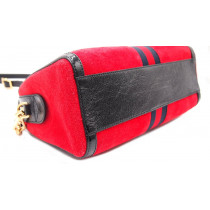 Gucci Ophidia Bauletto Pelle Scamosciata Rossa
