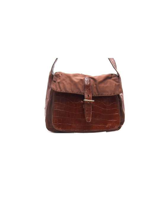 Prada Shopping Tela Vela e Pelle Biscotto