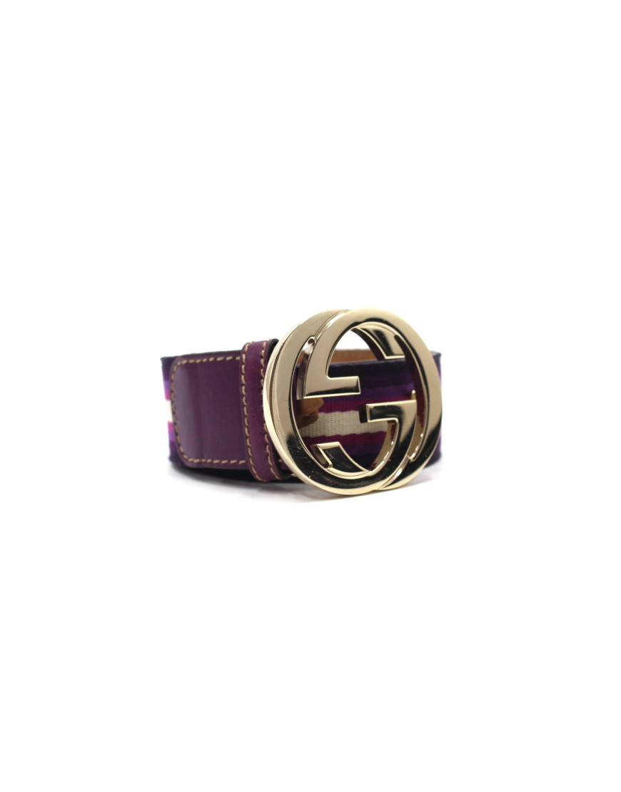 Gucci Cintura Interlocking Tela Viola