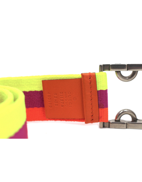 Gucci Cintura Tela Giallo, Arancio e Fuxia