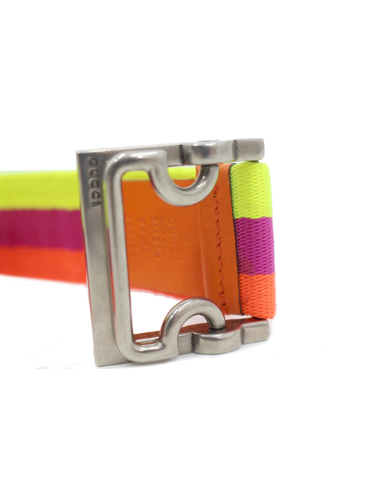 Gucci Cintura Tela Giallo, Arancio e Fuxia