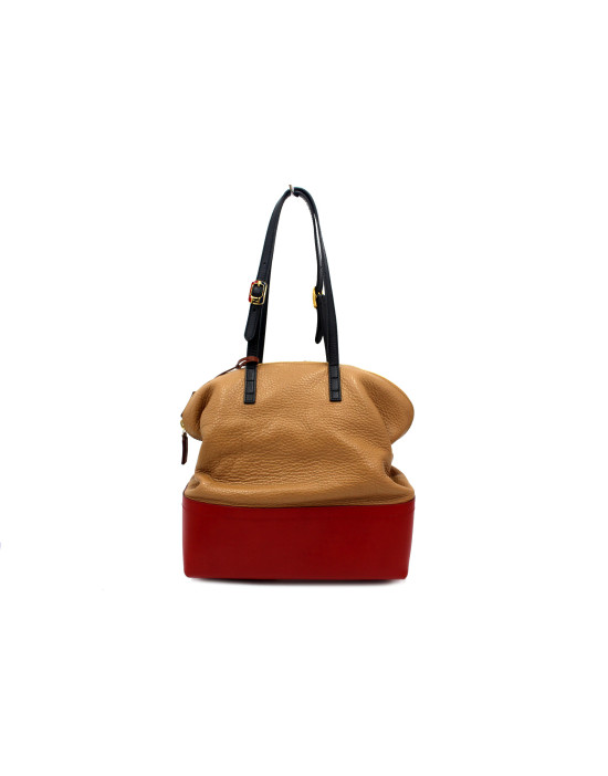 Fendi Shopping Pelle Biscotto e Rossa
