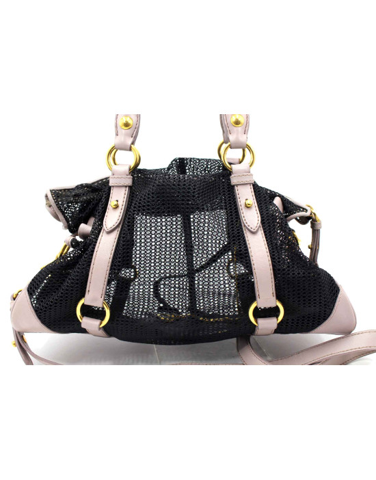 Miu Miu Shopping Tela Perforated Nera