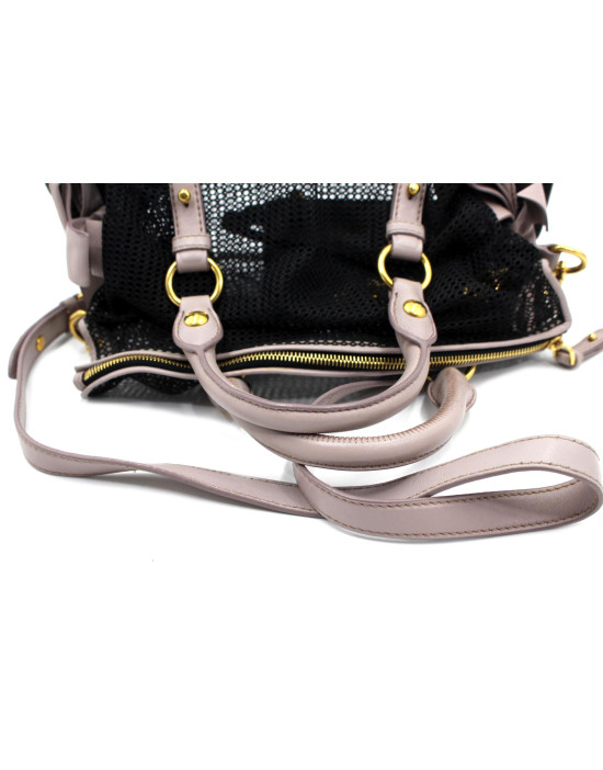 Miu Miu Shopping Tela Perforated Nera