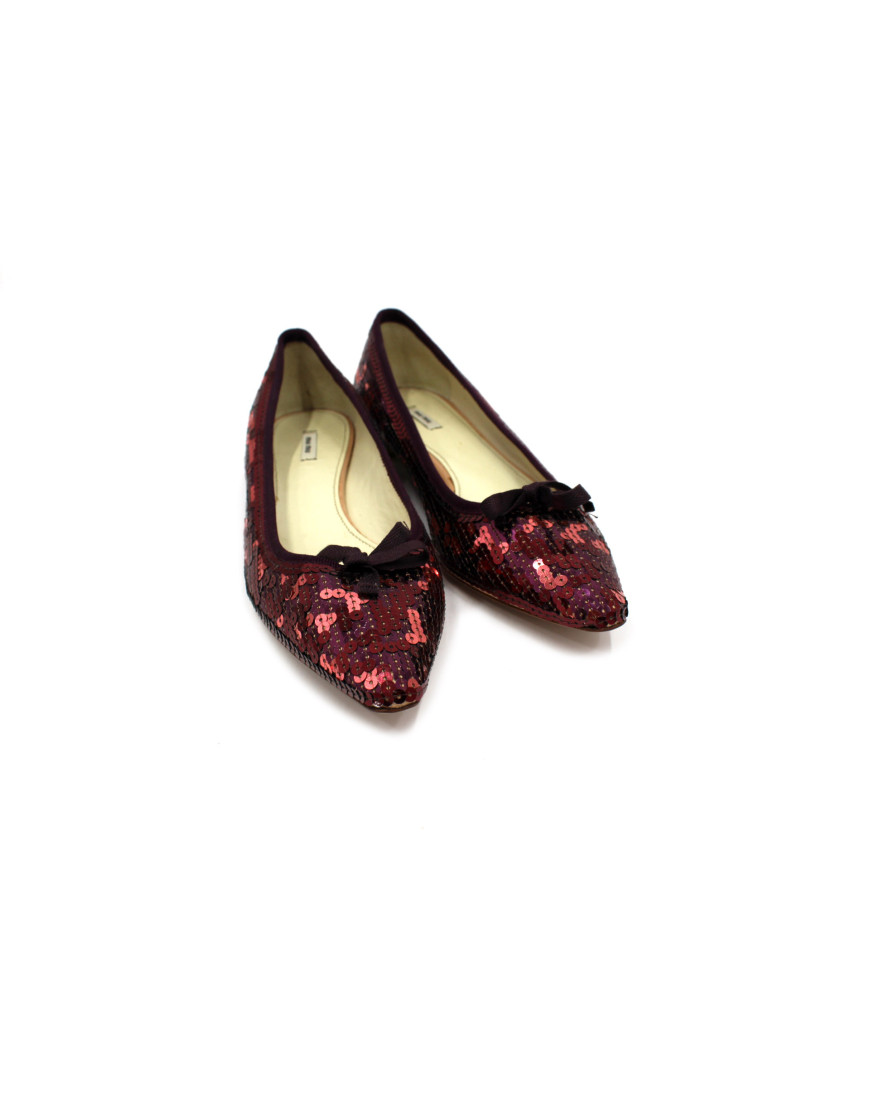 Miu Miu Ballerine Paillettes Bordeaux