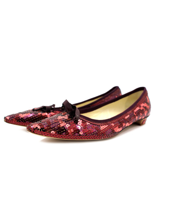 Miu Miu Ballerine Paillettes Bordeaux