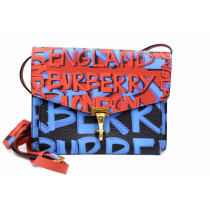 Burberry Graffiti Banner Red and Blue Leather