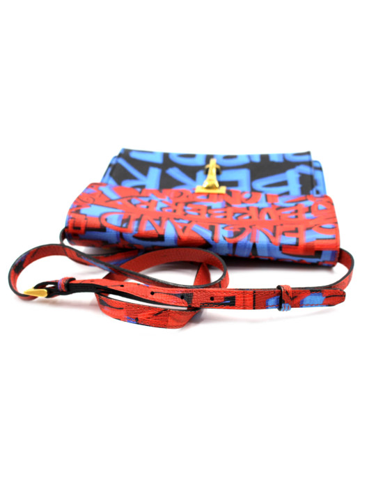Burberry Graffiti Banner Red and Blue Leather