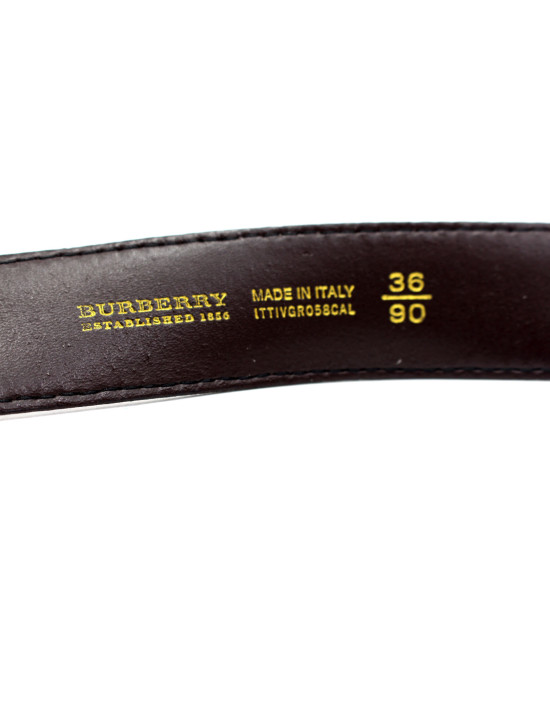 Burberry Cintura Check Beige e Pelle Marrone