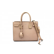 생로랑 Sac De Jour 가죽 크로커다일 패턴 연분홍색