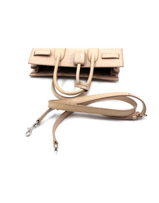 Saint Laurent Sac De Jour Leder Krokodruck Hellrosa