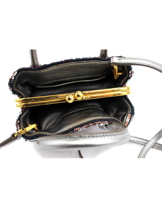 Miu Miu Pochette Paillettes Rosa e Argento