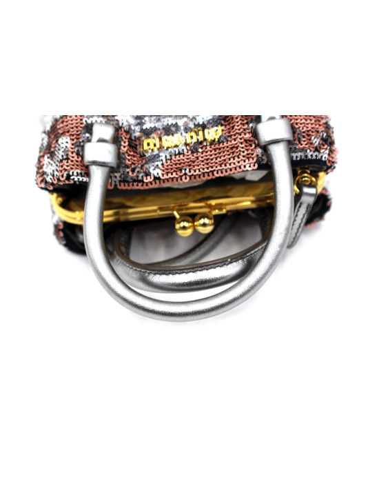 Miu Miu Pochette Paillettes Rosa e Argento