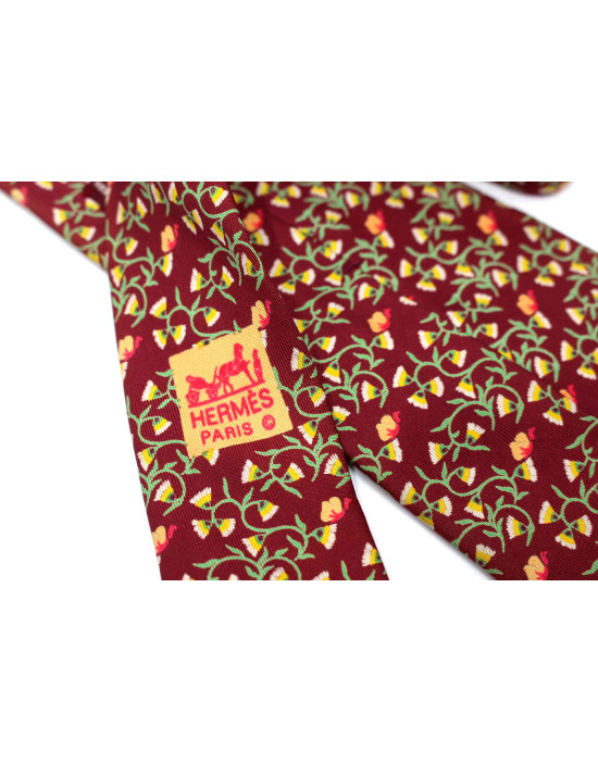 Hermes Cravatta Seta Bordeaux