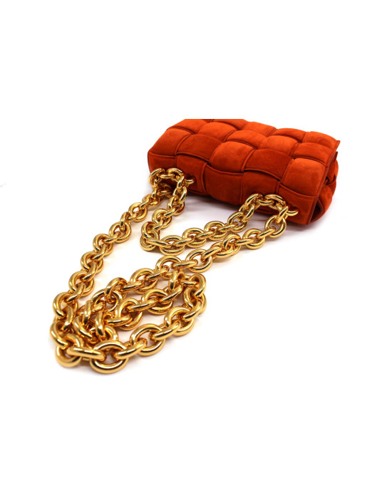 Bottega Veneta Cassette Chain Padded Scamosciato Arancio