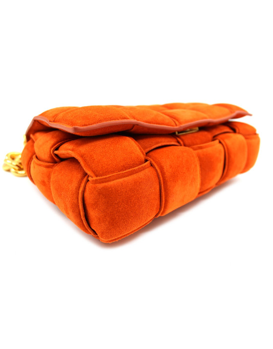 Bottega Veneta Cassette Chain Padded Scamosciato Arancio