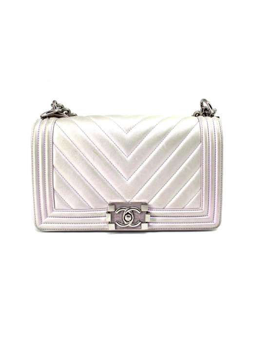 Chanel Boy Cuir Perle / Rose Changeant