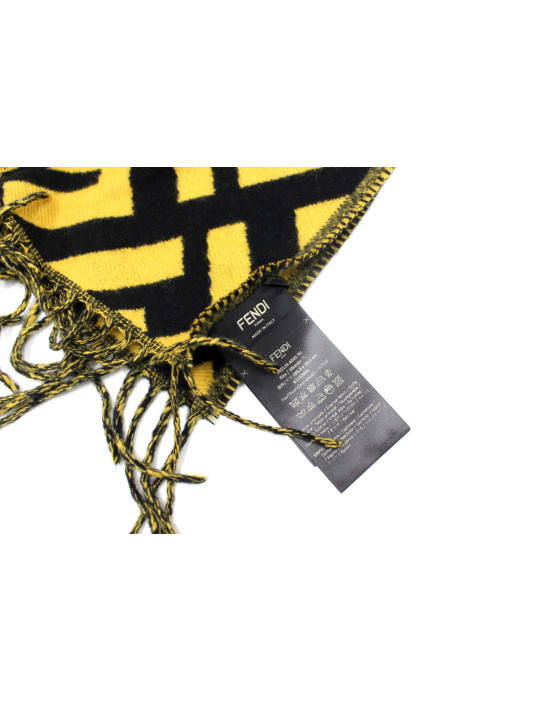 Fendi Sciarpa Cachemire Giallo e Nero