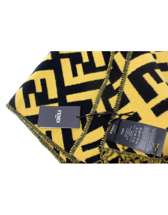 Fendi Sciarpa Cachemire Giallo e Nero