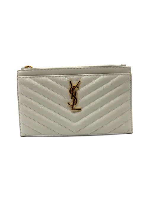 Saint Laurent Portafoglio Pelle Bianca