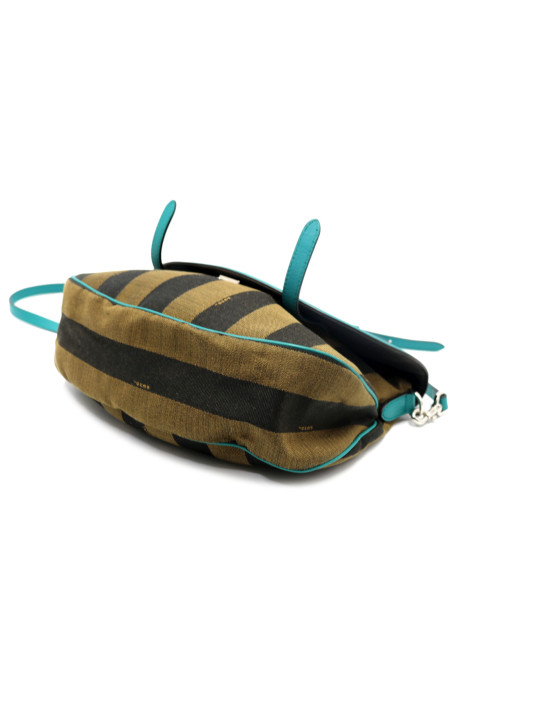 Fendi Tracolla Tela e Pelle Verde Acqua
