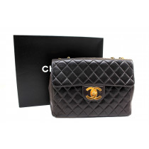Chanel Maxi Logo Vintage Cuir Noir
