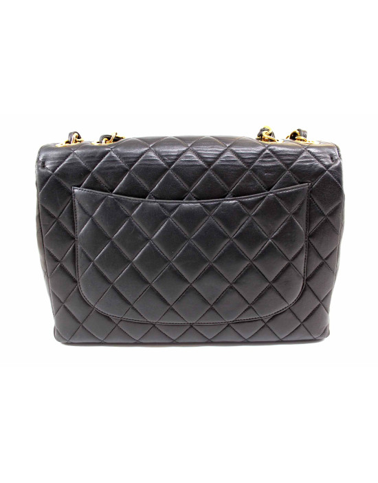 Chanel Maxi Logo Vintage Black Leather
