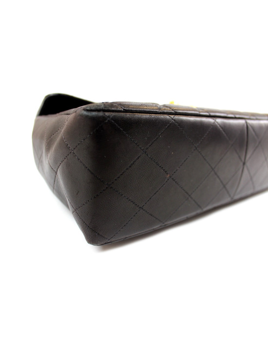 Chanel Maxi Logo Vintage Black Leather