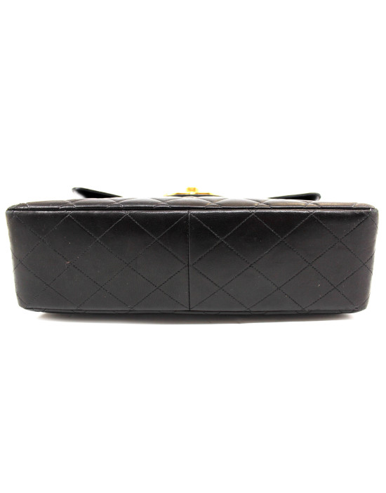 Chanel Maxi Logo Vintage Black Leather