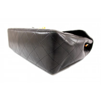 Chanel Maxi Logo Vintage Black Leather