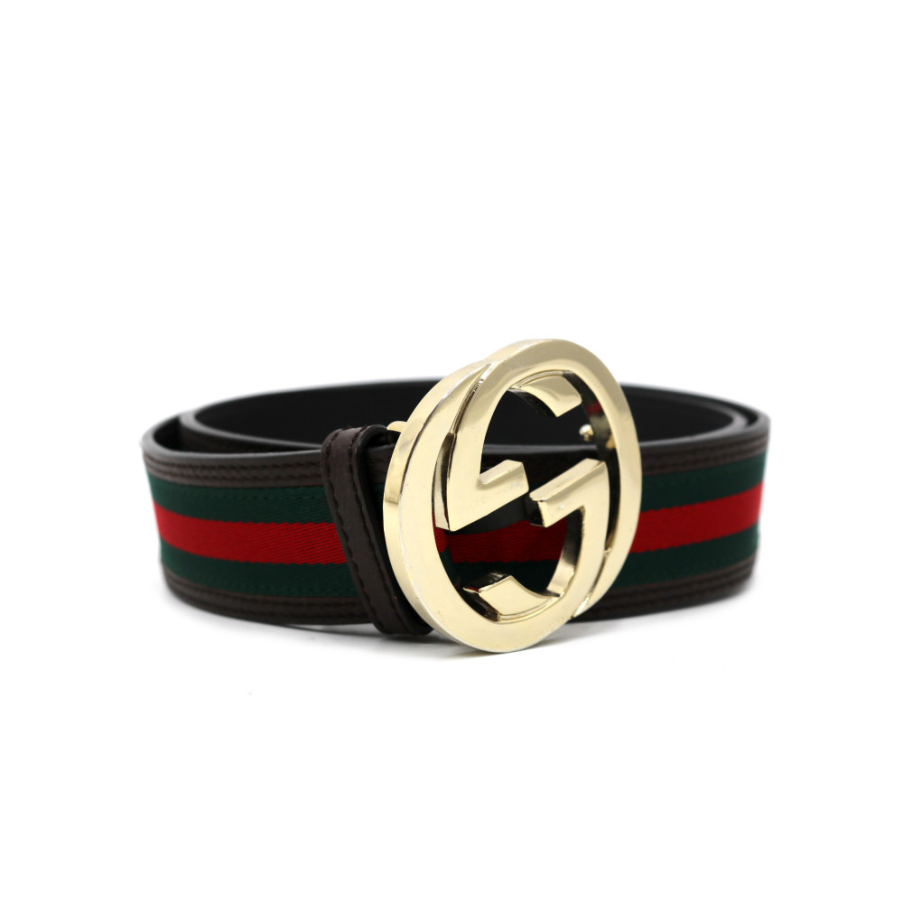 Gucci Cintura Interlocking Web e Pelle