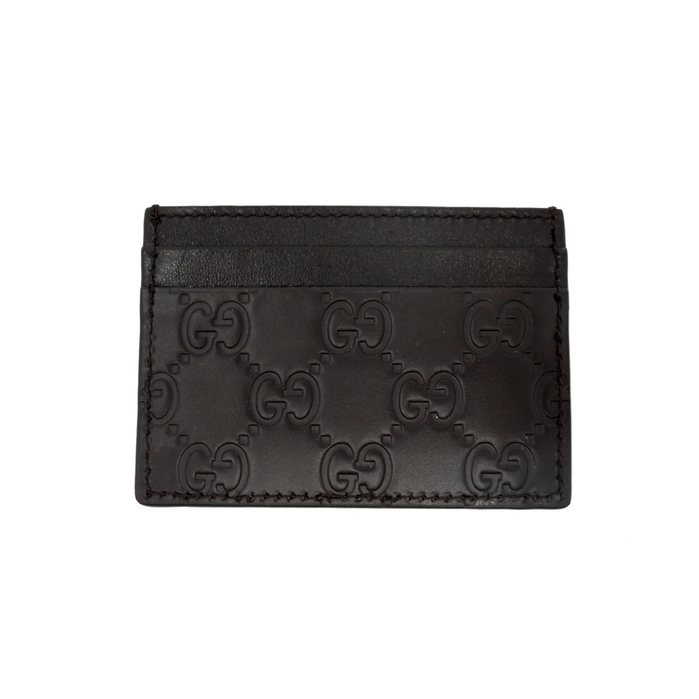 Gucci Portacarte Signature Pelle Marrone Scuro
