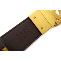 Gucci Cintura Reverse GG Beige e Pelle Marrone