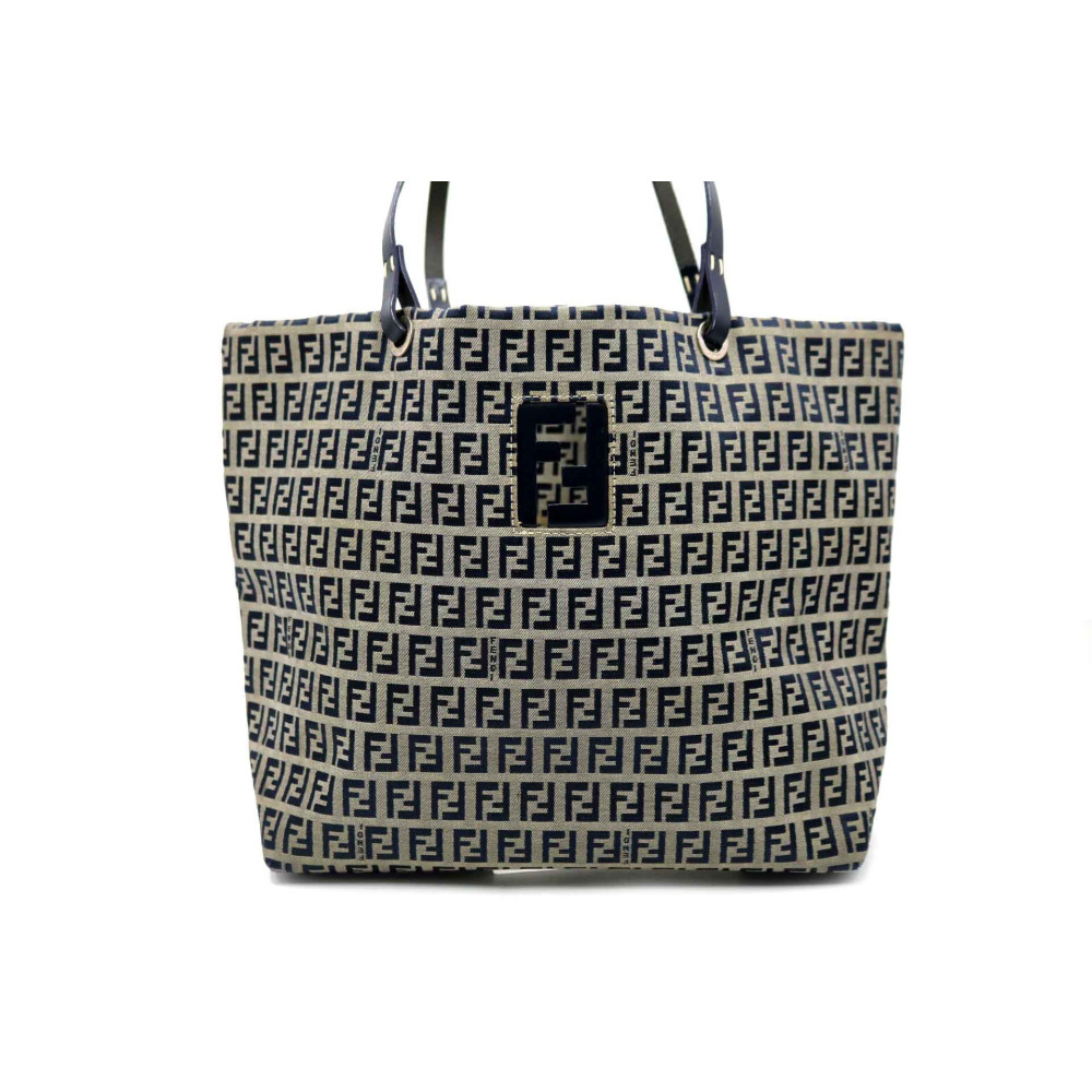 Fendi Tote Bag Zucchino Blu e Beige