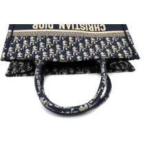 Dior Book Tote Media Tela Blu