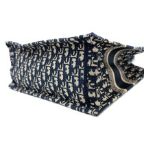Dior Book Tote Media Tela Blu