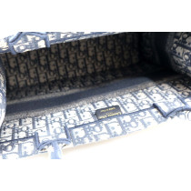 Dior Book Tote Media Tela Blu