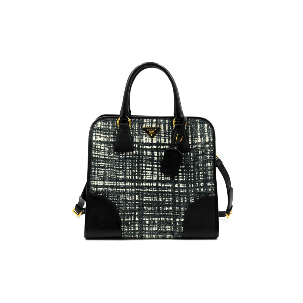 Prada Tote Bag Tweed Bianco e Nero