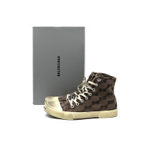 Balenciaga Sneaker Paris High Top Trainers BB Tela Grigio Marrone