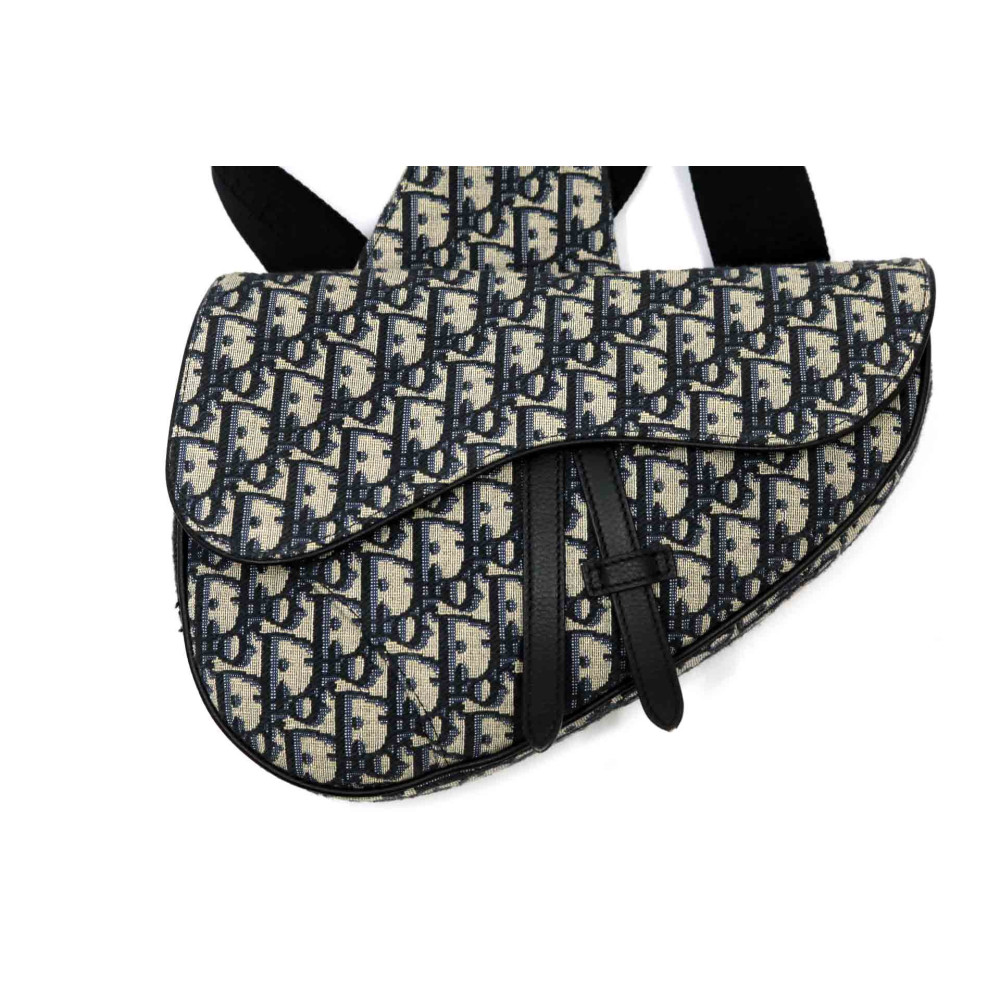 Dior Saddle Jacquard Tela Blu Oblique