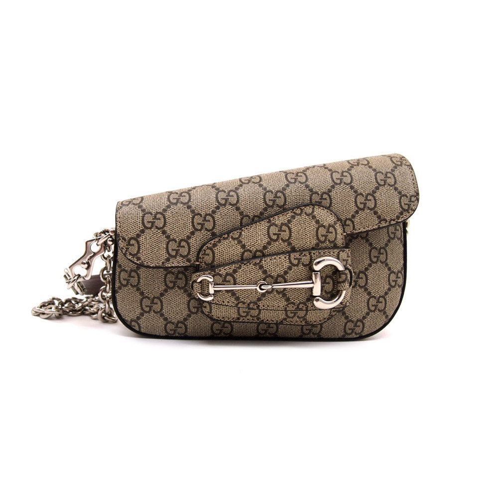 Gucci Horsebit 1955 Mini Asimmetrica GG Supreme Beige